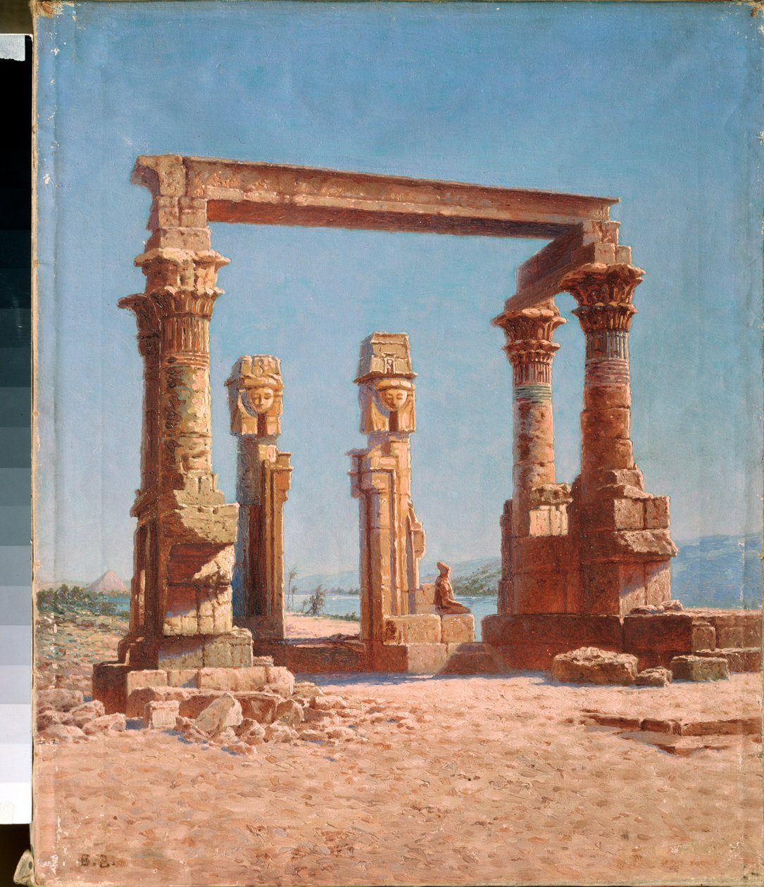 Ruiny egyptského chrámu (Egyptian Temple Ruins) - Obraz Vasilije Vasiljeviče Vereščagina (Vassili Vereščagin) (1842-1904), olej na plátně, ruské umění, krajina 19.-20. století - Oblastní muzeum umění, Gorlovka (nebo Horlivka) (Ukrajina ) od Vasili Vasilievich Vereshchagin
