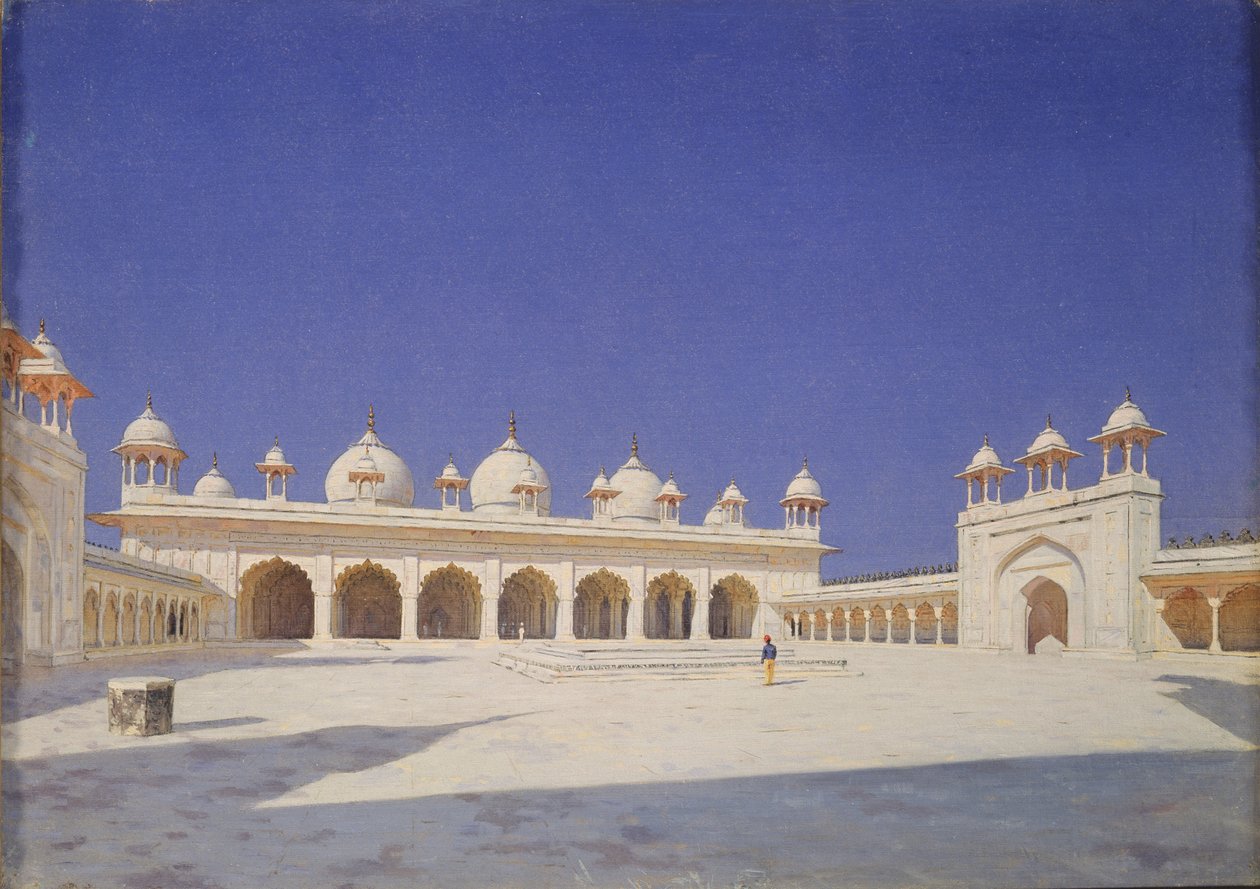 Perlová mešita Moti Masjid v Červené pevnosti Agra, 1874-1876 od Vasili Vasilievich Vereshchagin