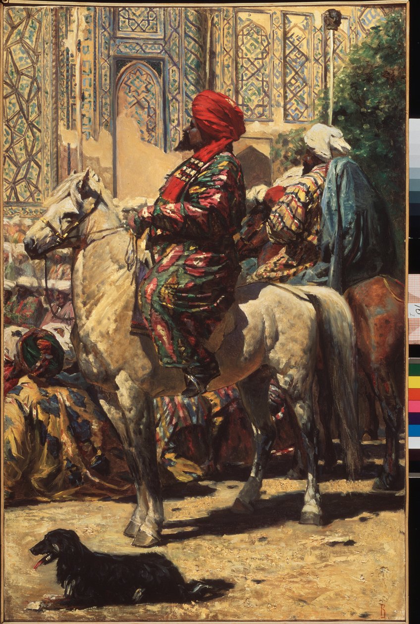 Un cavalier a Samarcande (Uzbekistán) (jezdec v Samarkandu) - Peinture de Vasilij Vailyevich Vereshchagin (Vassili Verechtchaguine) (1842-1904), huile sur toile od Vasili Vasilievich Vereshchagin