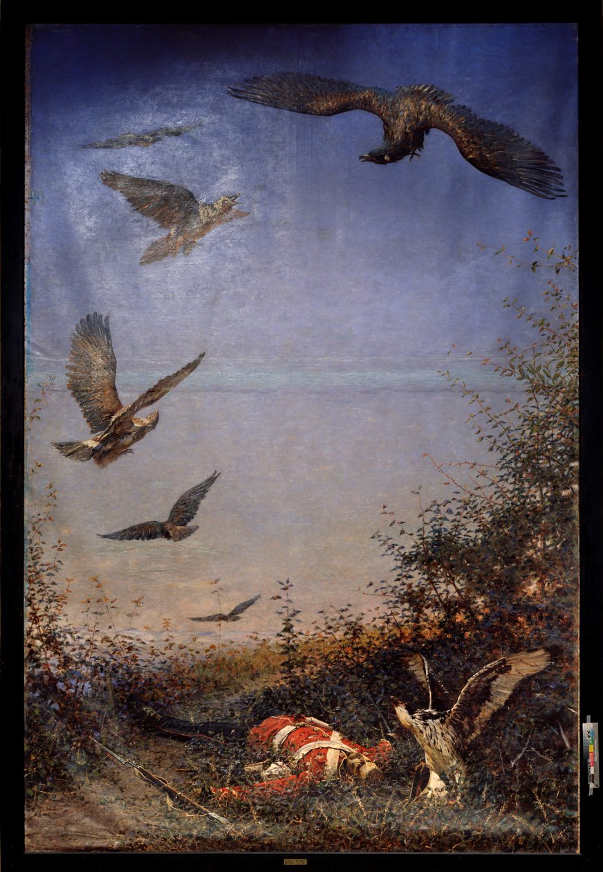 Zapomenutý voják - obraz Vasilije Vasiljeviče Vereščagina (Vassili Vereščagin) (1842-1904), olej na plátně od Vasili Vasilievich Vereshchagin