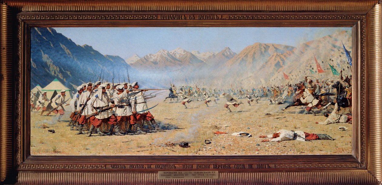 Náhlý útok (Dobytí Turkestánu imperiálním Ruskem od Vasili Vasilievich Vereshchagin