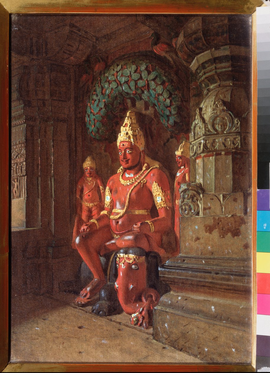 Socha Višnua v chrámu Indra - obraz Vasilije Vasiljeviče Vereščagina (Vassili Vereščagin) (1842-1904), olej na plátně od Vasili Vasilievich Vereshchagin