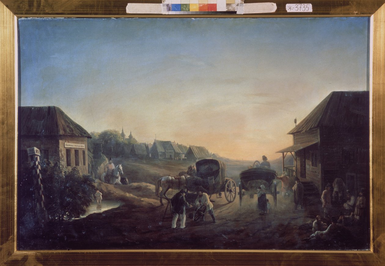 Stanice dostavníku. Obraz Vasilij Vasiljevič Samojlov (1813-1887), olej na plátně od Vasili Vasilyevich Samoylov