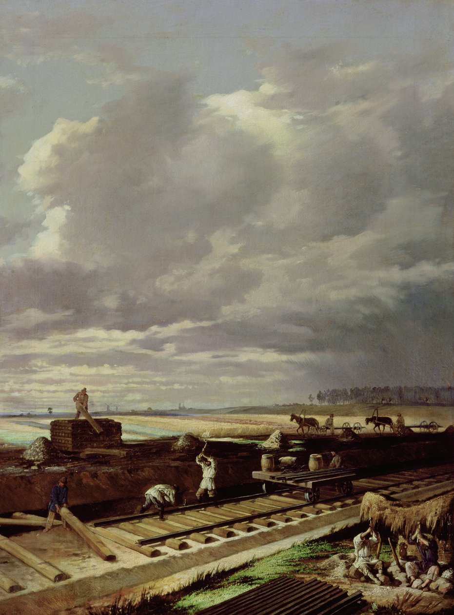 Stavební práce na železniční trati, 1871 od Vasili Vladimirovits Pukirev
