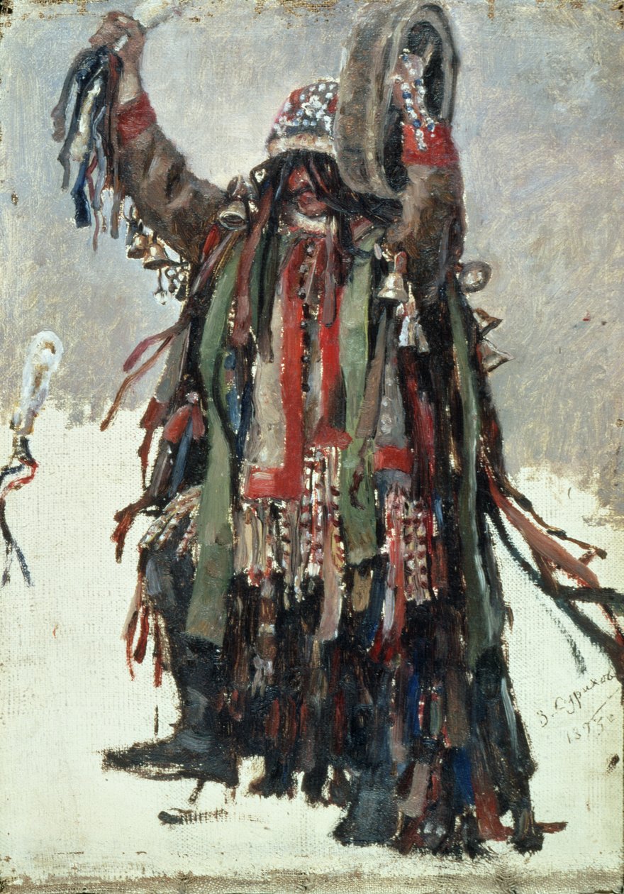 Šaman, skica pro „Yermak dobývá Sibiř“, 1893 od Vasilij Ivanovic Surikov