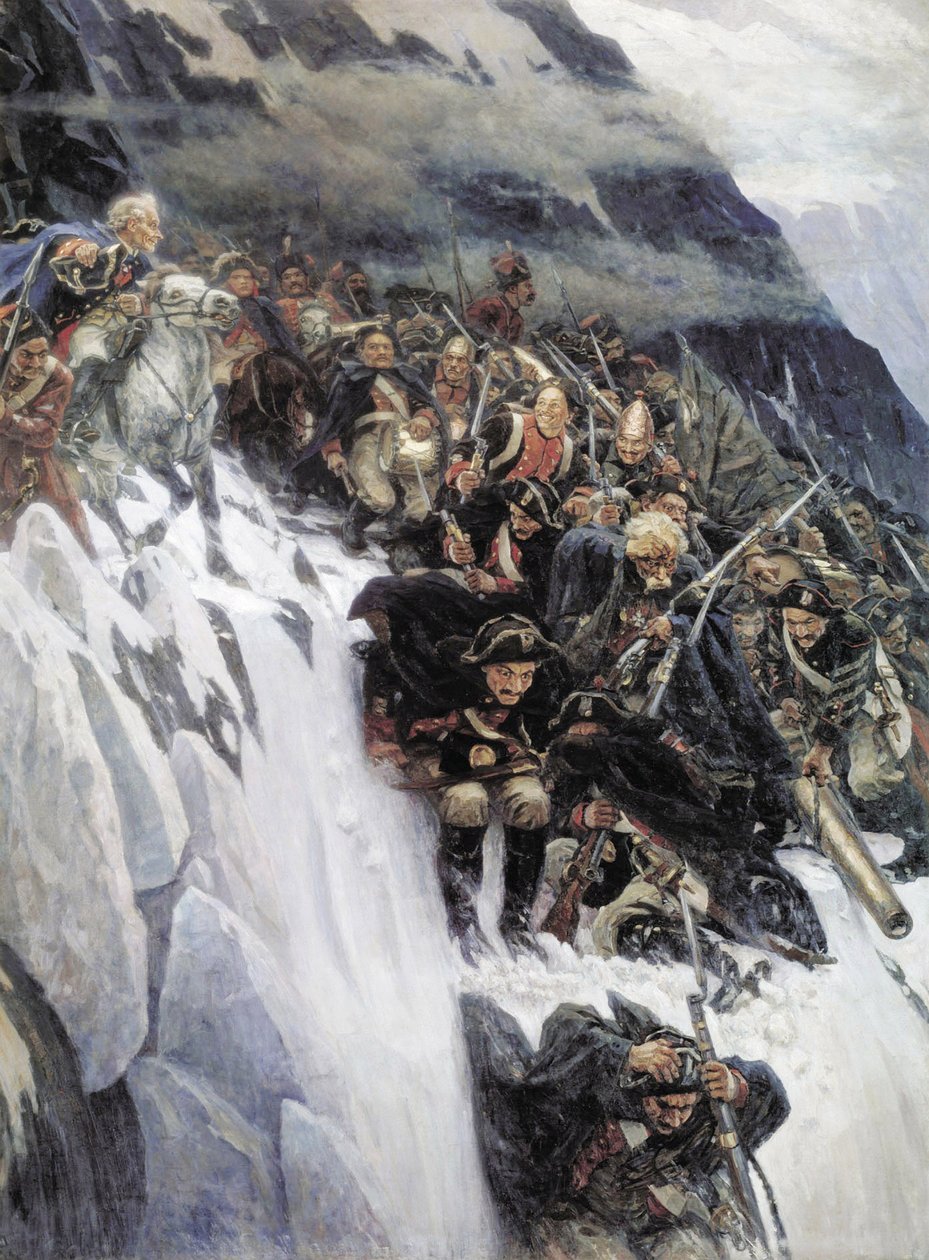 Suvorovova armáda překračující Alpy v roce 1799, 1899 od Vasilij Ivanovic Surikov