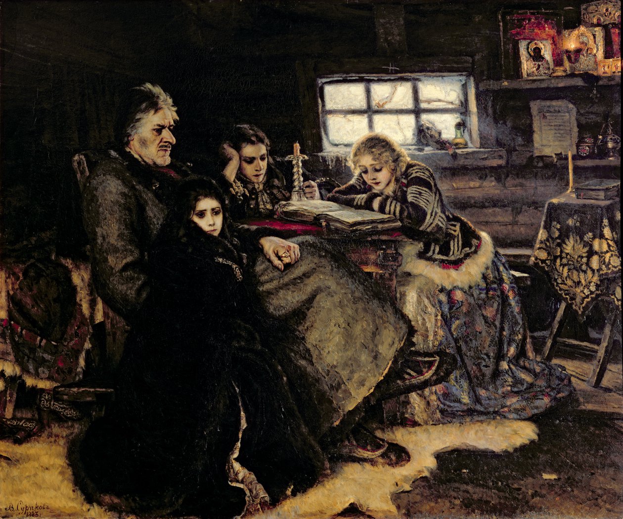 Rodina Menshikov v Beriozovo, 1883 od Vasilij Ivanovic Surikov