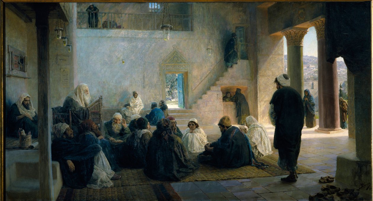 Kristus mezi učiteli zákona. Obraz Vasilije Dmitrieviče Polenova (1844-1927), olej na plátně od Vasilij Dmitrievich Polenov