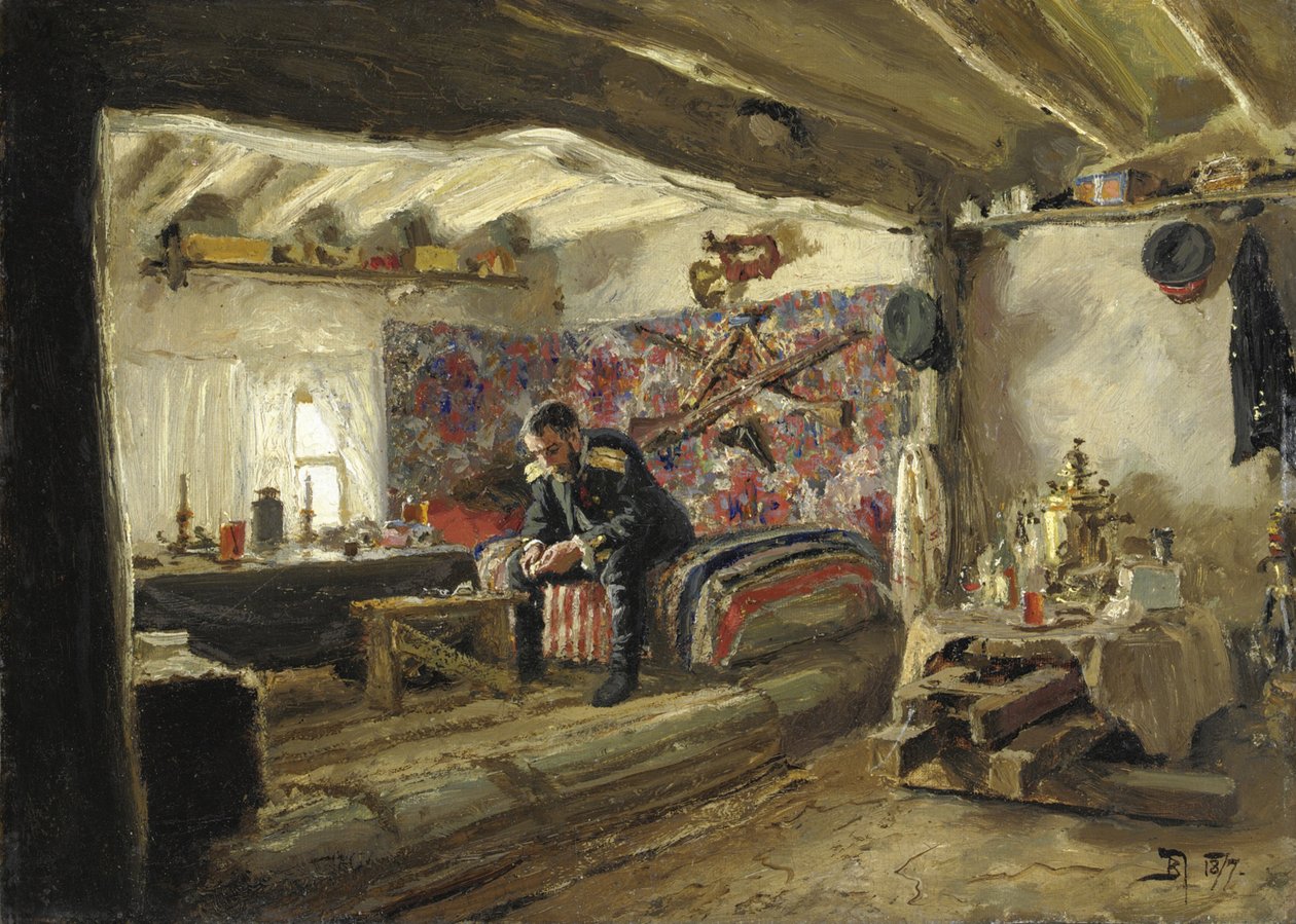 Velitelství Rushchuk Regimentů Rushchuka Tsesareviče Alexandra Alexandroviče v Brestovets, od Vasilij Dmitrievich Polenov