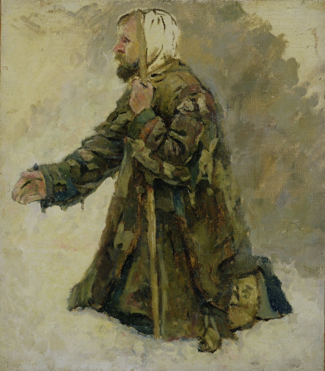Boží blázen na kolenou od Vasilij Ivanovic Surikov