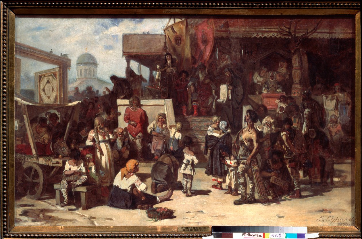 Soud velkoknížete - obraz Vasilliho Ivanoviče Surikova (Vasily Surikov nebo Vassili Surikow) (1848-1916), olej na plátně od Vasilij Ivanovic Surikov