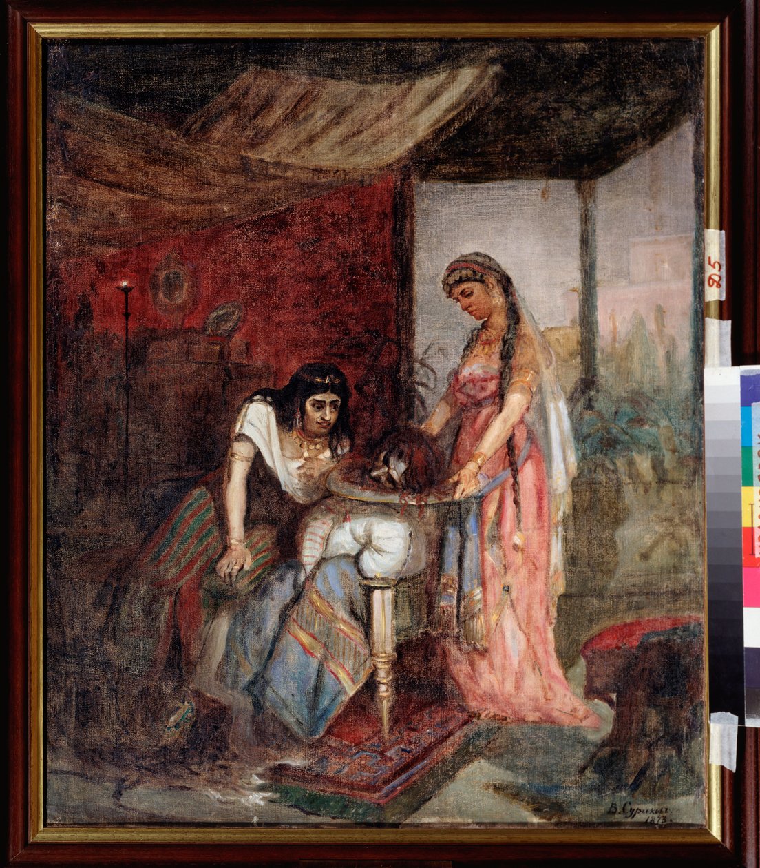 Salome (Mladá žena přináší na podnose hlavu sv. Jana Křtitele své matce Herodiadě) - Obraz Vasilli Ivanovič Sourikov (Vasilij Surikov nebo Vasilij Surikow) (1848-1916), olej na plátně od Vasilij Ivanovic Surikov