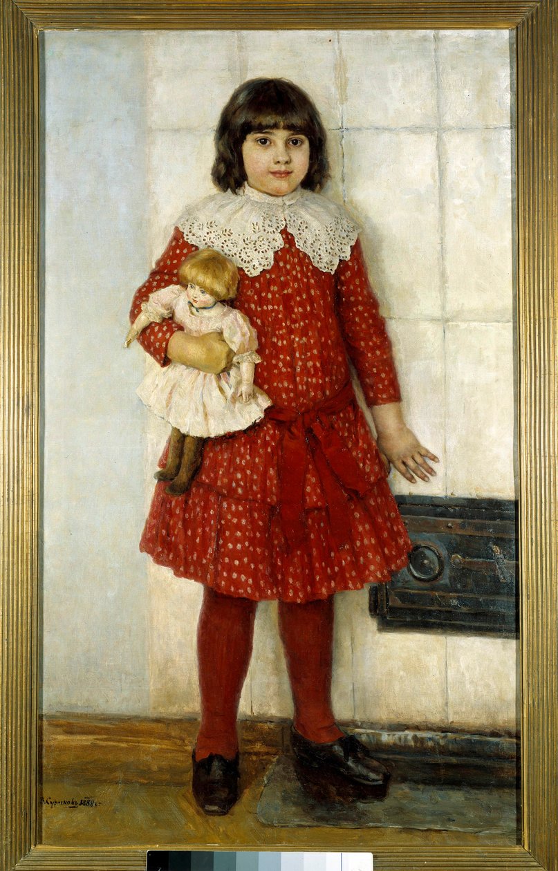 Dívka má panenku Obraz Vasilli Ivanoviče Surikova (Vasily Surikov nebo Vasilij Surikow) (1848-1916) 1888 Moskva. Treťjakovská galerie od Vasilij Ivanovic Surikov