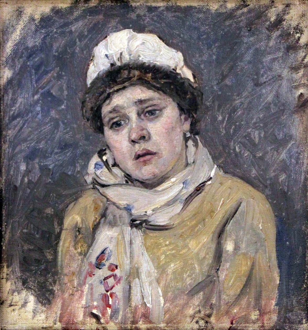 Manželka vousatého lukostřelce Etuda pro obrazové ráno popravy Strelitz, 1881n od Vasilij Ivanovic Surikov