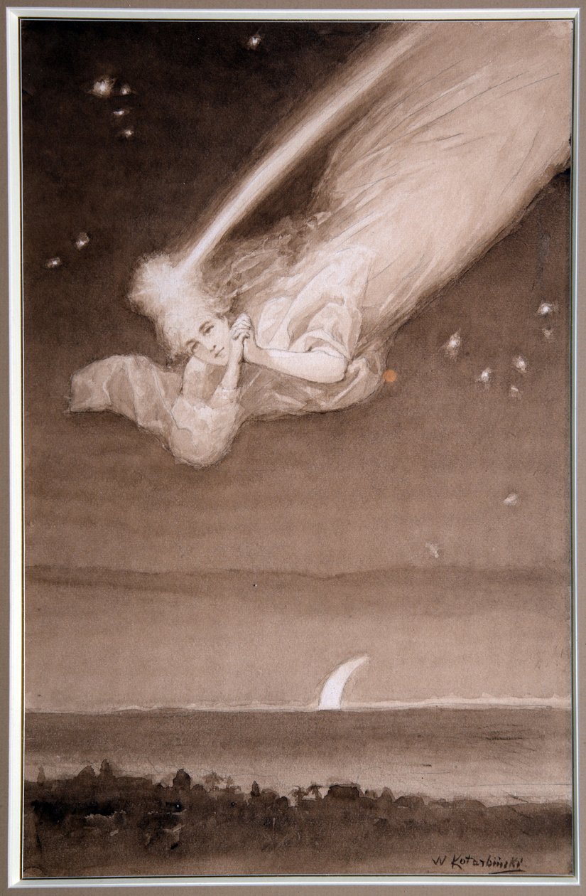 Etoile filante (Falling Star) - Aquarelle sur papier de Vassili (Vasili, Vasilii, Wilhelm) Alexandrovich Kotarbinsky (Kotarbinski, Kotarbinskii) (1849-1921), annees 1910 - Collection privee od Vasily Alexandrovich Kotarbinsky