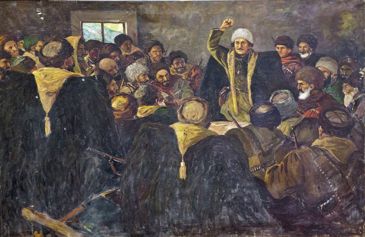 Grigorij Konstantinovič Ordjonikidze (1886-1937) - Sergo Ordzhonikidze na severním Kavkaze par Krotkov, Vasilij Anfimovič (1880-1939). Olej na plátně, rozměr: 100x150 od Vasily Anfimovich Krotkov