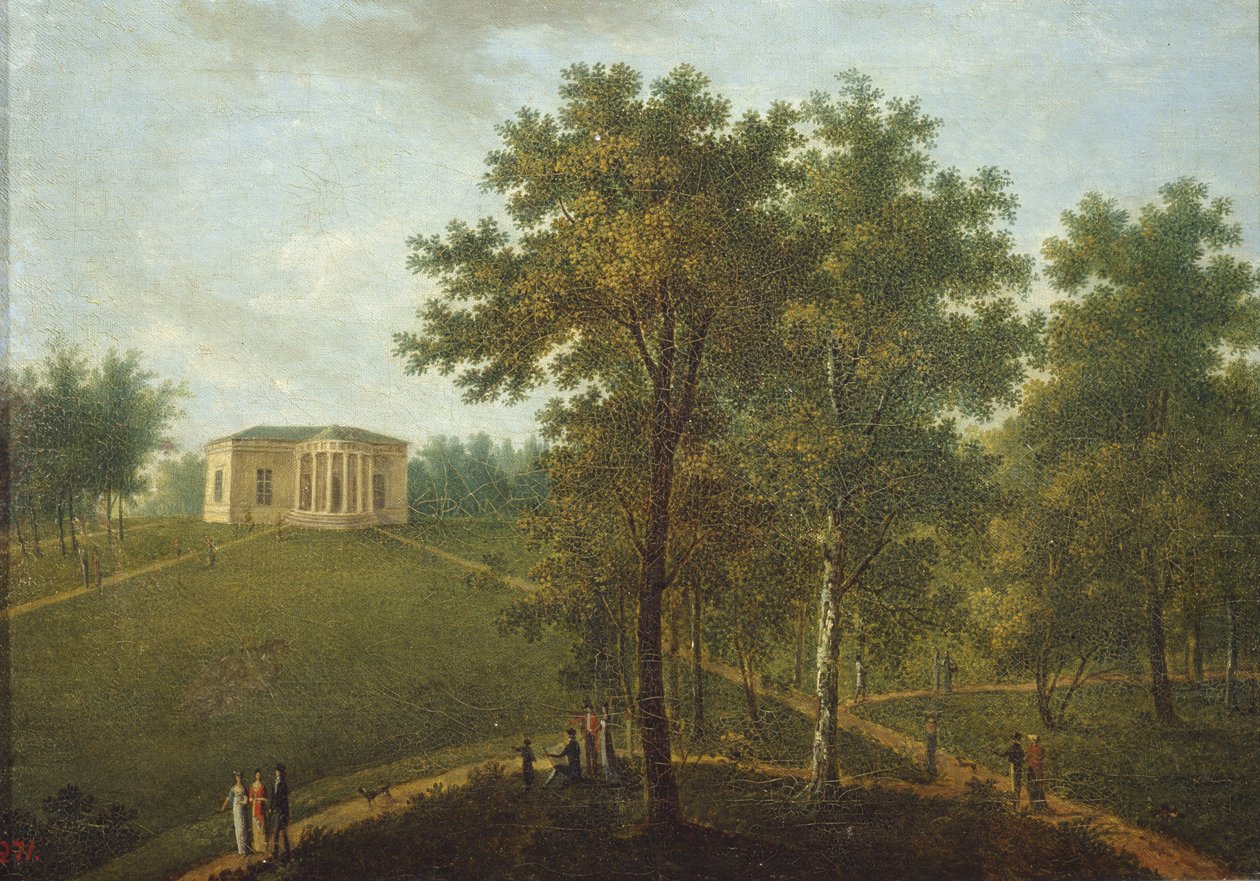 Chrám pravdy. Pohled v parku Kurakin Estate Nadezhdino, konec 1790 od Vasily Petrovich Prichetnikov