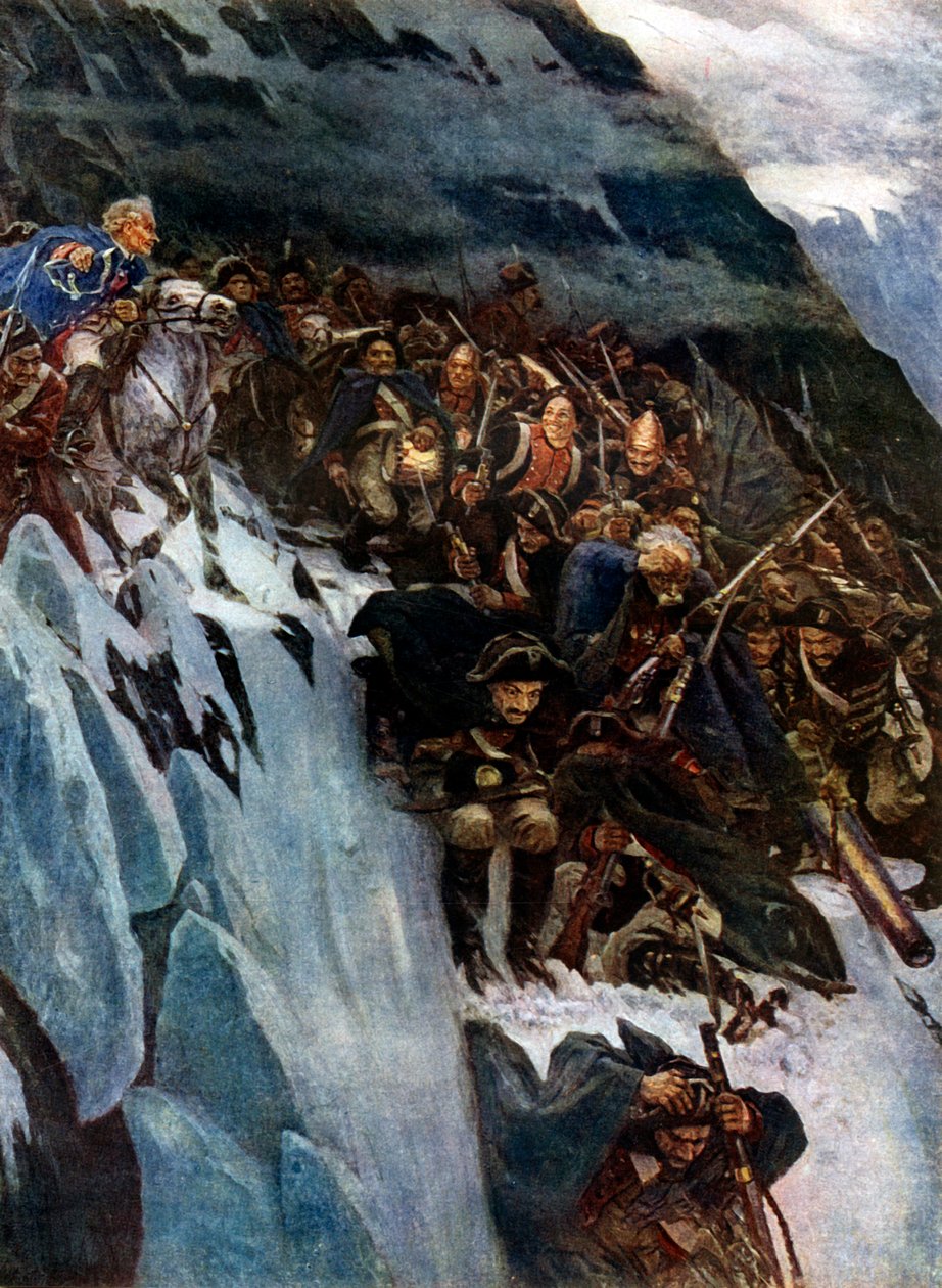 „Suvorovův pochod Alpami“, 1799, 1899, 1939. od Vasily Surikov