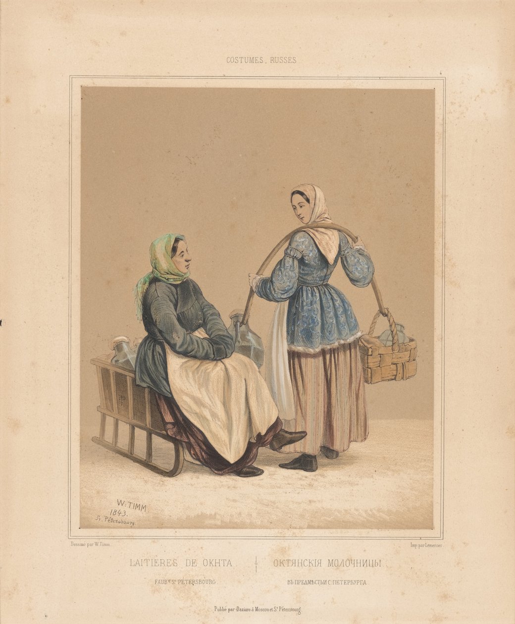 Mléčné ženy v Okhtě, polovina 19. století. od Georg Wilhelm Timm