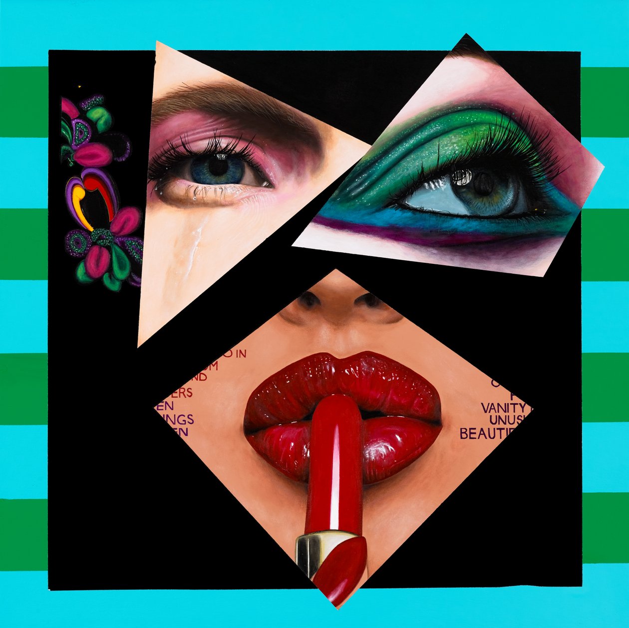 Ulterior Embellishments of a Covergirl, 2017 (akryl na dřevě) od Vaskeen Vaskeen