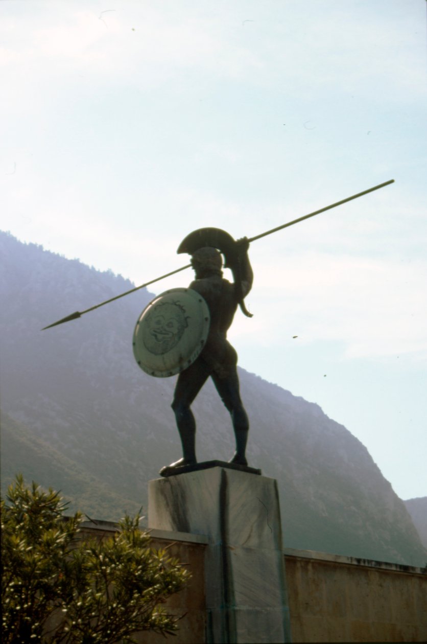 Bronzová socha Leonidas v Thermopylae, c20. století od Vasos Falireas