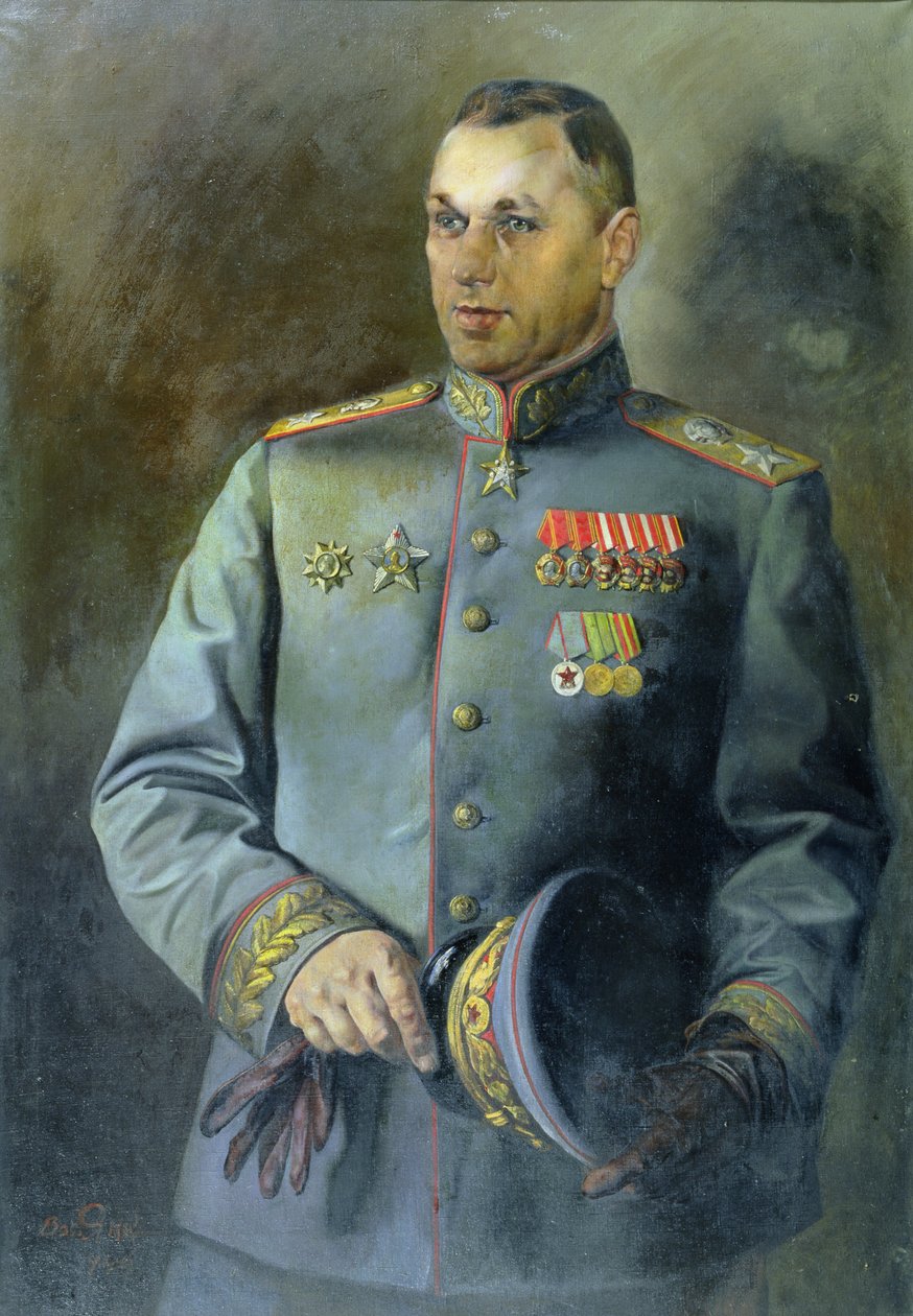 Portrét maršála Sovětského svazu a Polska Konstantina Rokossovského (1896-1968) od Vassily Nikolayevich Yakovlev