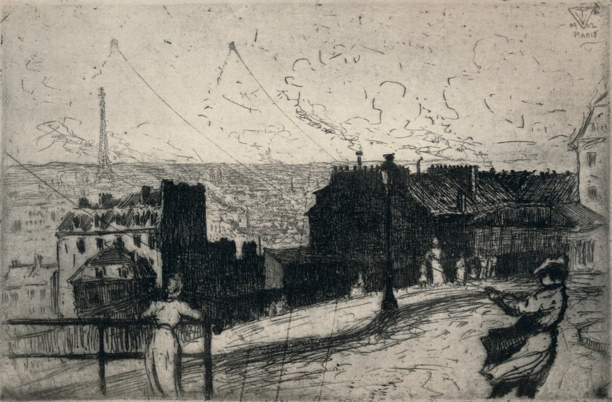 Kite-Flyers, Montmartre, 1915 od Vaughan Trowbridge