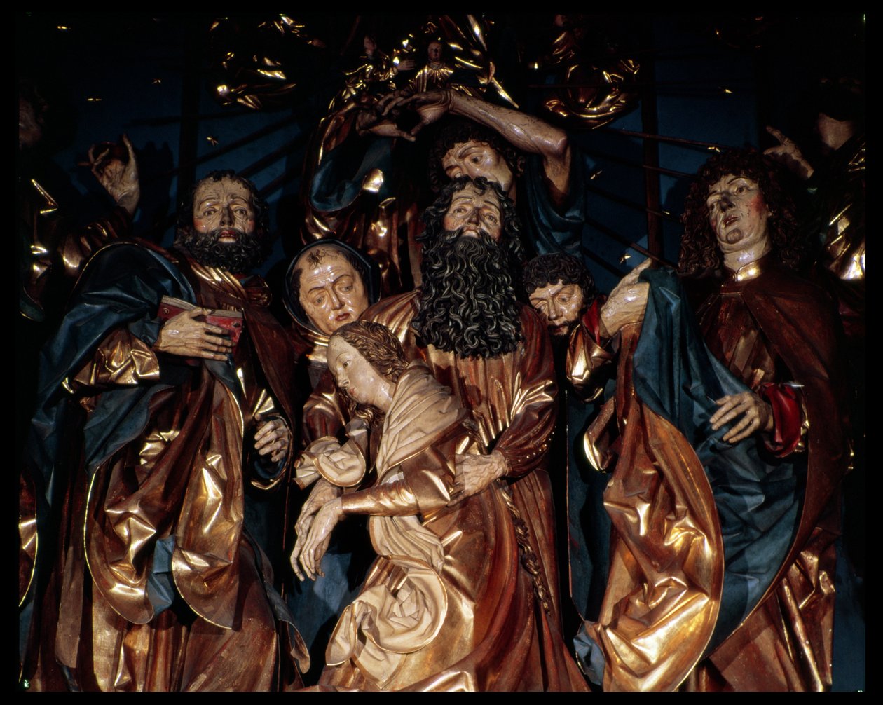 Nanebevzetí a Nanebevzetí Panny Marie, detail oltářního obrazu, kolem 1477-89 (dřevo) od Veit or Wit Stoss