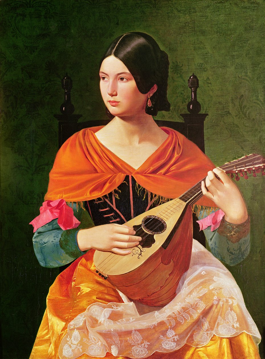 Mladá žena s mandolínou, 1845-47 od Vekoslav Karas