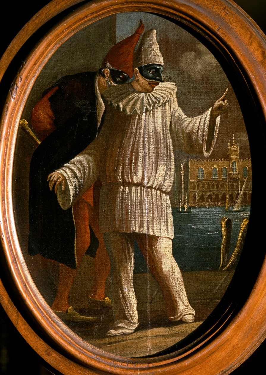 Pulcinella a Pantalone. 18. století (olej) od Venetian School