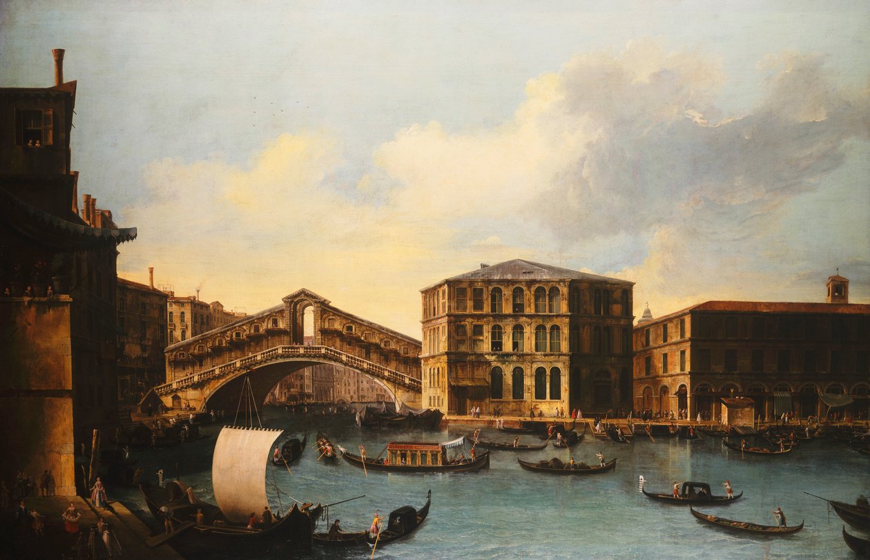 Most Rialto, Benátky, ze severu, 1753 od Venetian School