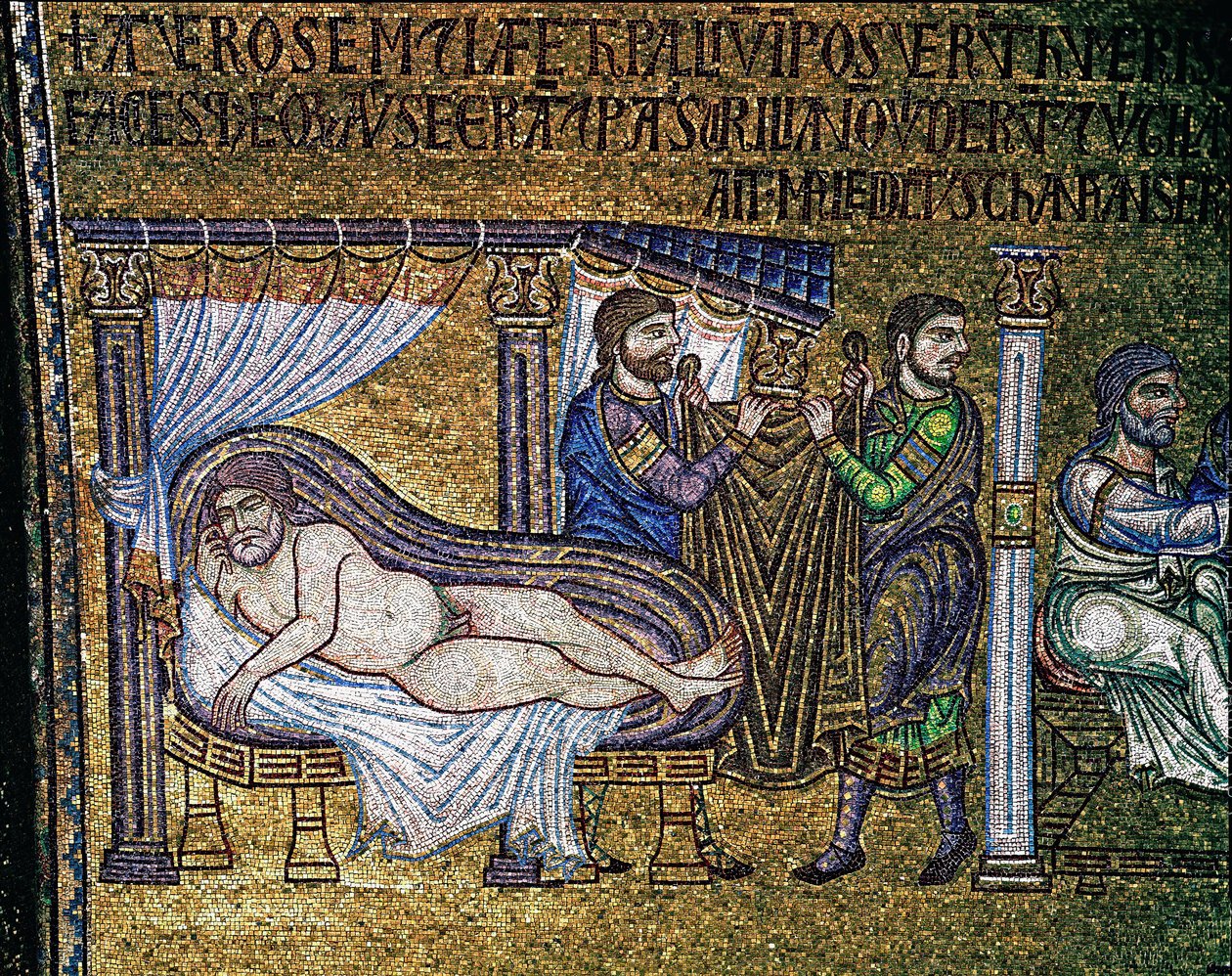 Byzantská architektura: „Opilost Noe“““ mozaika vytvořená benátskými umělci Basilica di San Marco ze 13. století od Veneto Byzantine School