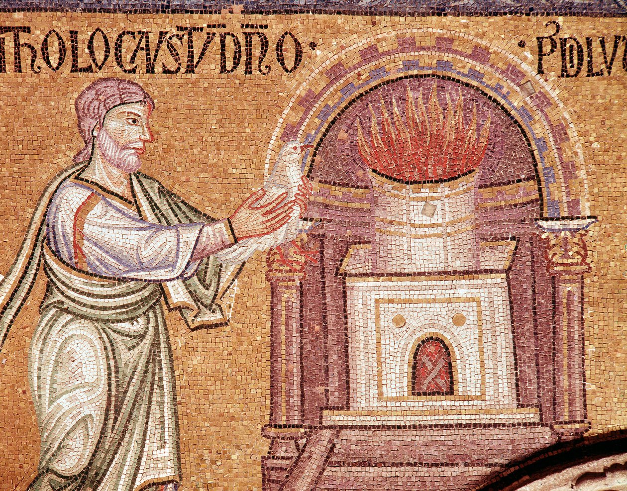 Life of Noe, Noah děkuje u oltáře (mozaikový detail od Veneto Byzantine School