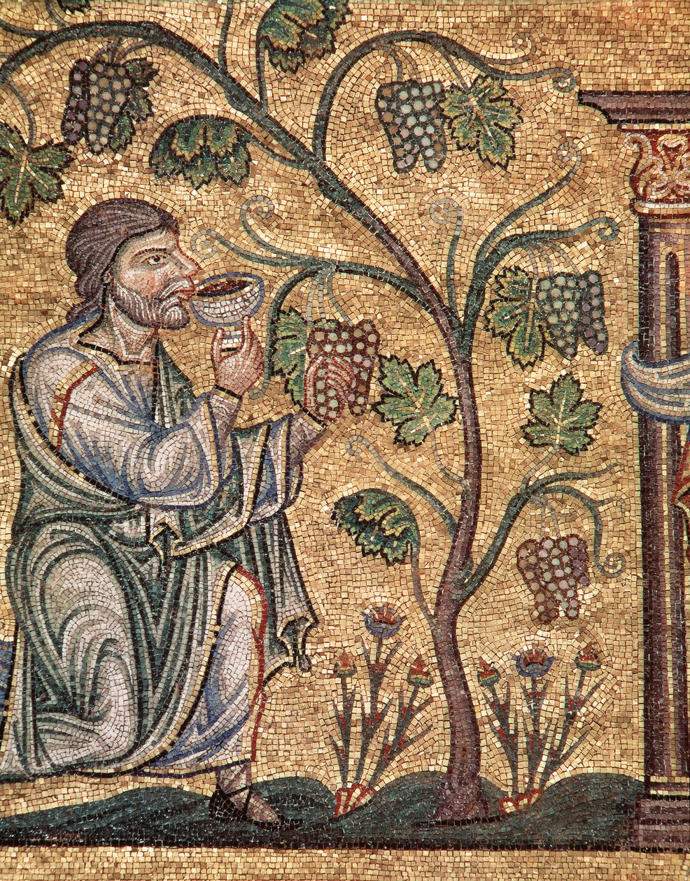Noahův život, opilství (mozaikový detail od Veneto Byzantine School