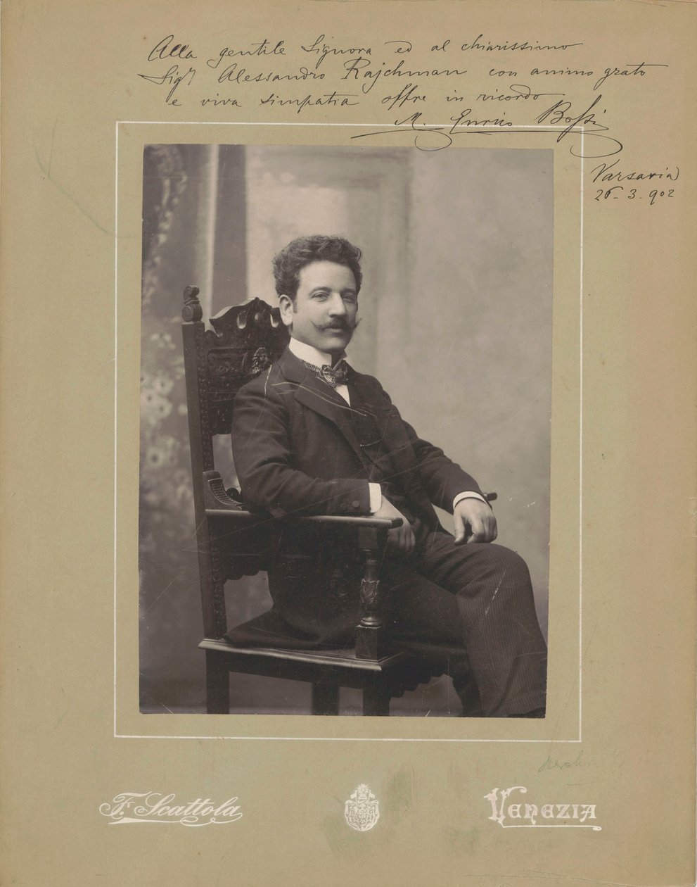 Portrét varhaníka a skladatele Marca Enrica Bossiho 1861-1925, c. 1900. od Venezia . Photo studio Francesco Scattola