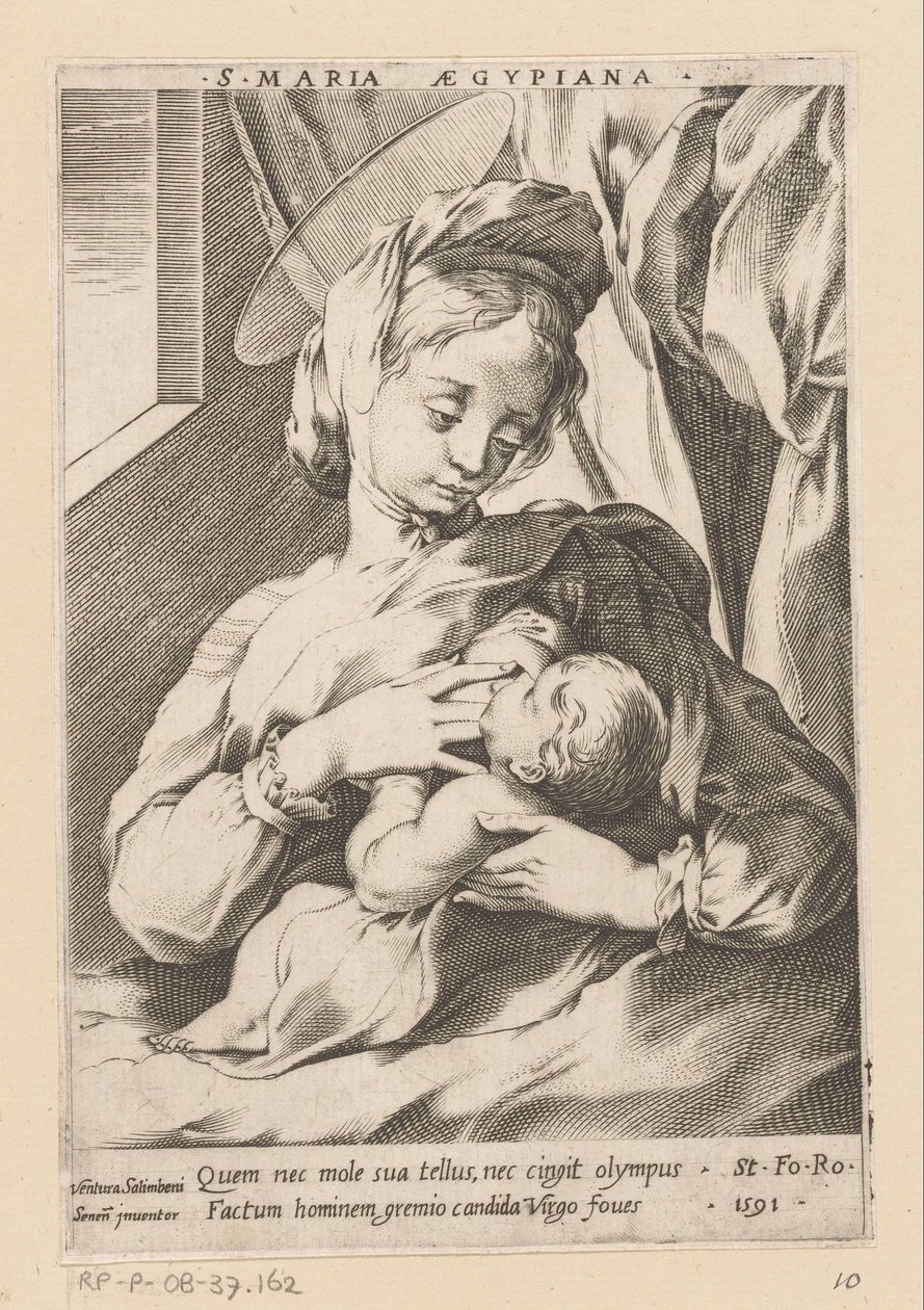 Marie kojící dítě S. Maria Aegypiana (titul na předmětu) od Ventura Salimbeni