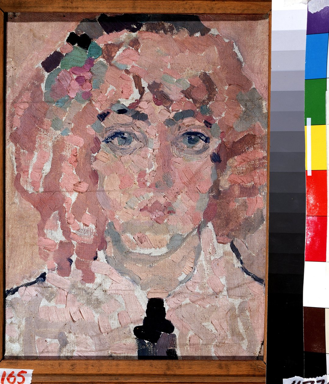 Autoportrét. Obraz Vera Vladimirovna Khlebnikova (Chlebnikova) (1881-1941), olej na plátně, kolem roku 1910. Ruské umění, avantgarda počátku 20. století. Státní umělecká galerie B. Kustodiev, Astrachaň (Rusko). od Vera Vladimirovna Khlebnikova