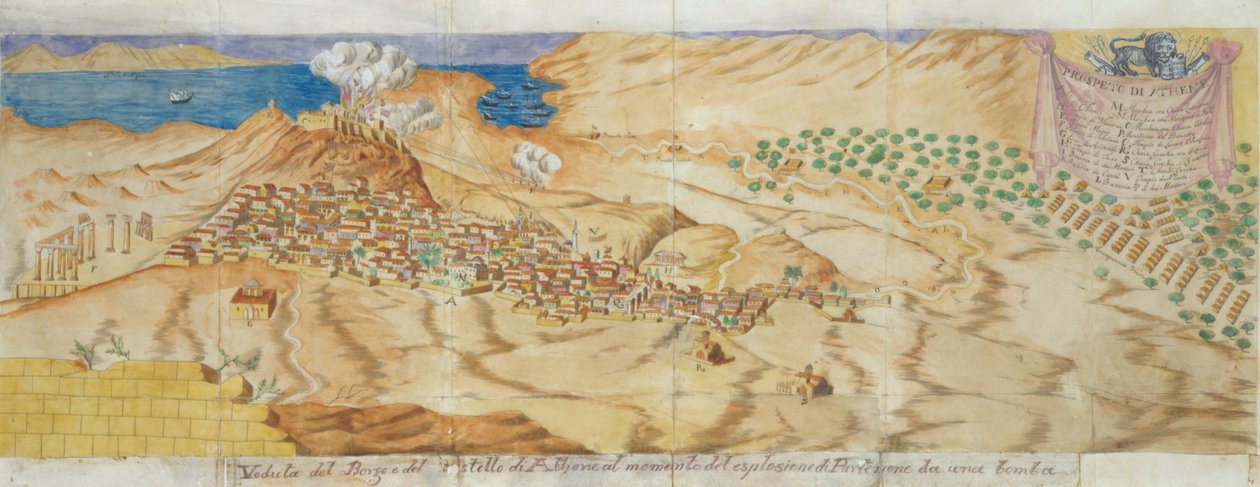 Bombardování Parthenonu dne 26. září 1687 od Verneda Giacomo Milheau