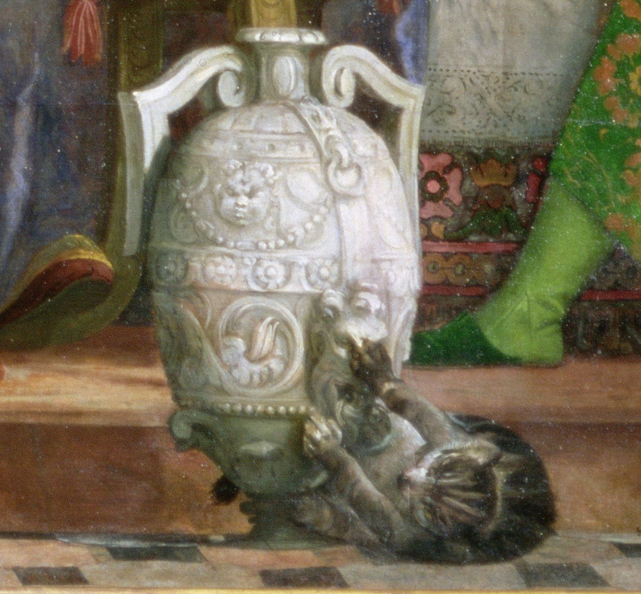 Kočka a váza, detail z Svatební hostiny v Káně, c.1562 detail olej na plátně z 94932 od Paolo Veronese