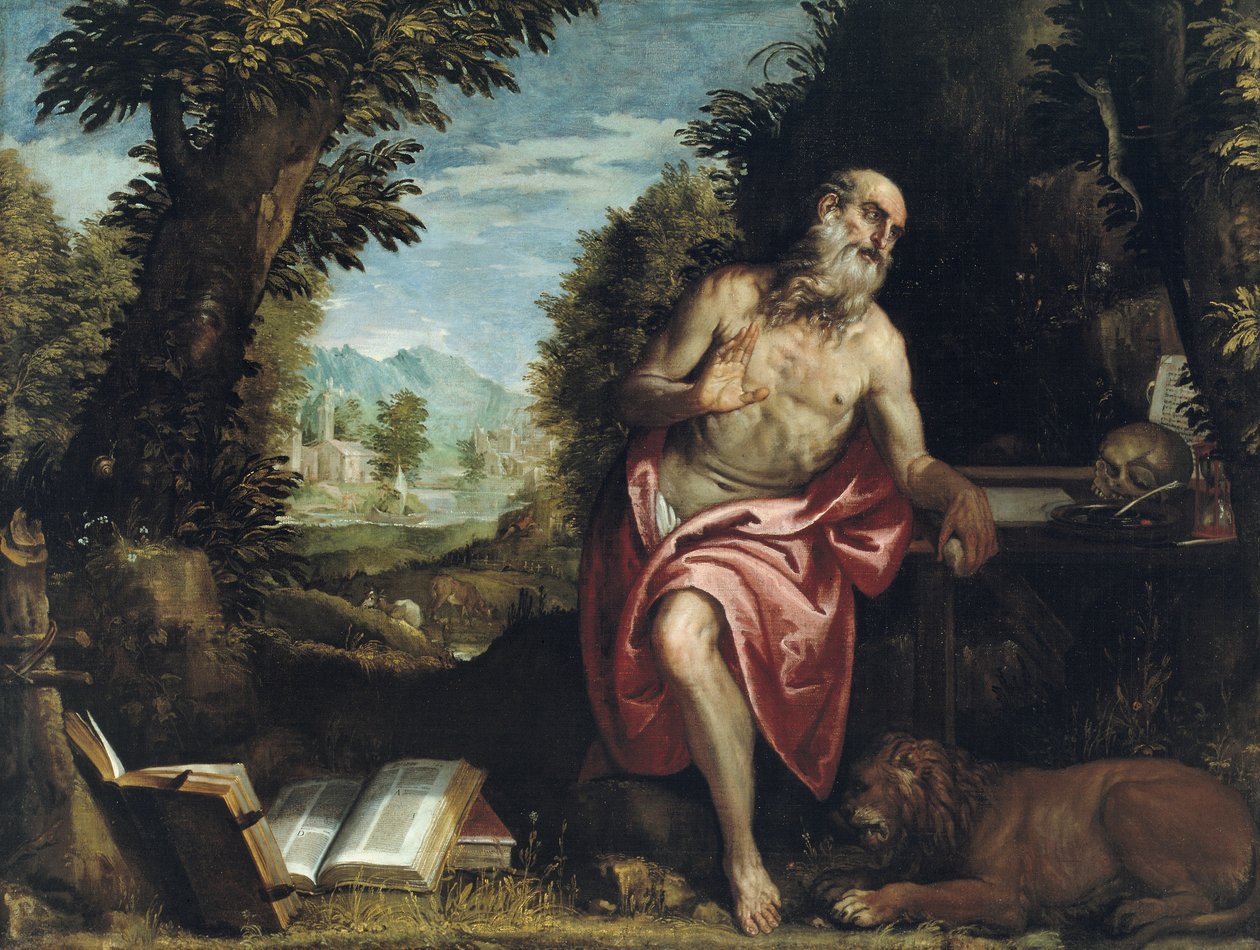 Svatý Jeroným v divočině od Veronese (1528 88) (workshop of)