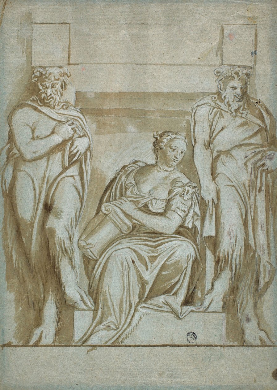 Odvaha (nebo síla) lemovaná dvěma satyry od Veronese