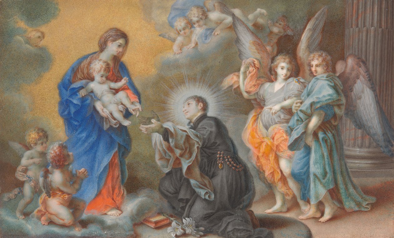 Madonna a dítě se zjevují Saint Louis Gonzaga, c. 1750. od Veronica Stern