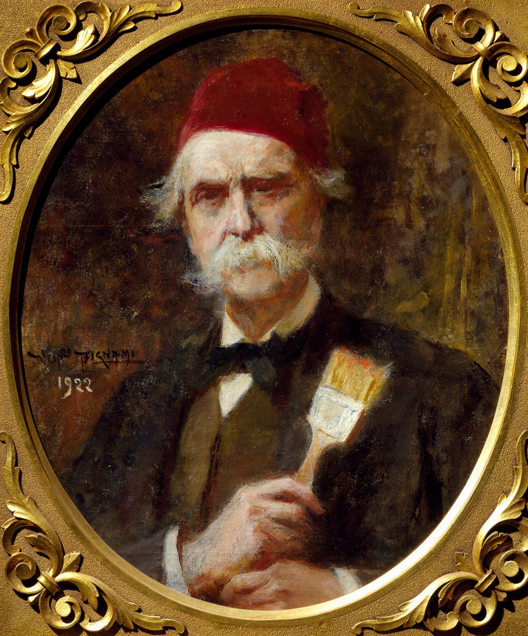 Autoportrét Vespasiano Bignami (1841-1929), olej na plátně, 55x62 cm od Vespasiano Bignami