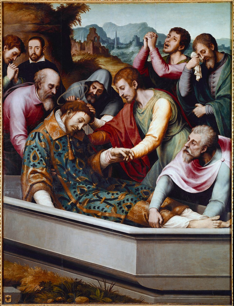 Hrob svatého Štěpána, křesťanského mučedníka (olej na plátně od Vicente Juan (c.1510 79) Macip