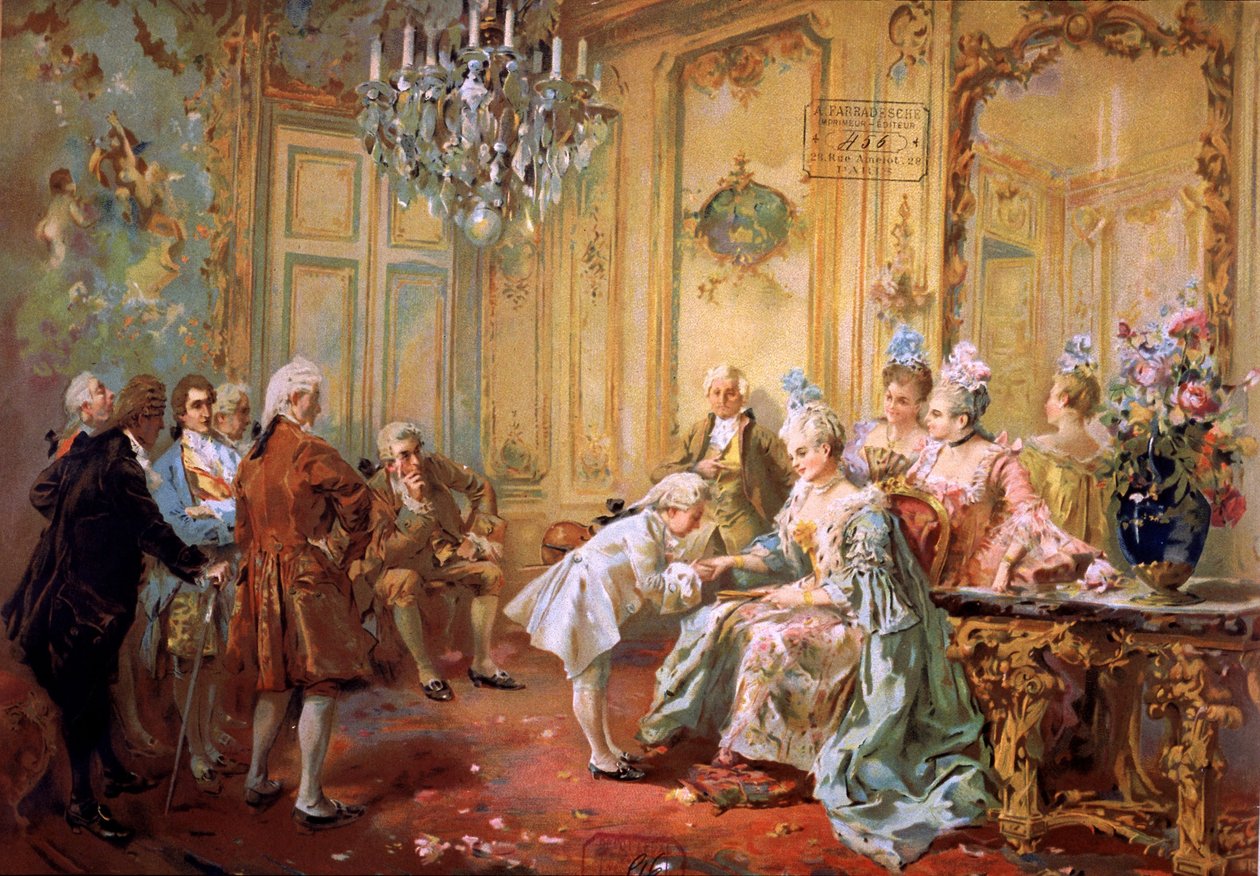 Mozart a paní de Pompadour, kolem roku 1900 (chromo) od Vicente de (after) Paredes