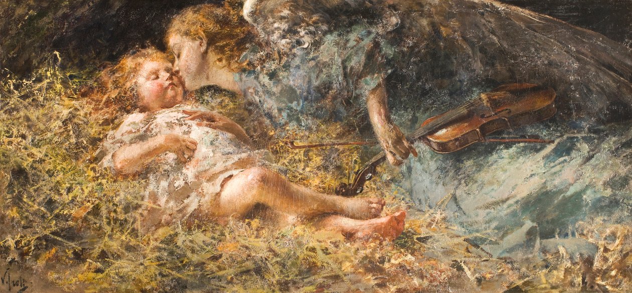 Hudební anděl Obraz Vincenza Irolliho (1860-1949) Soukromá sbírka 1900 od Vicenzo Irolli