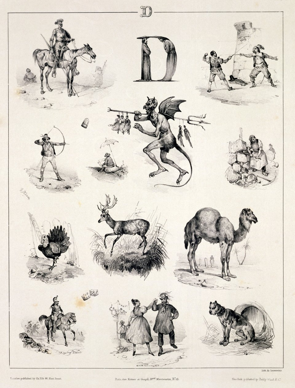 Písmeno D z abecedního základu, 1832 od Victor Adam