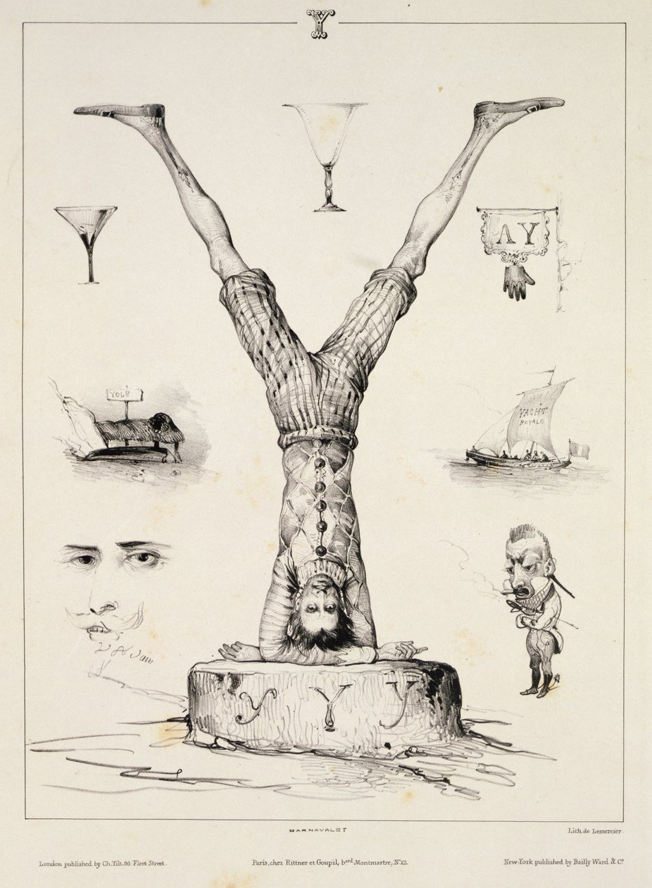 Písmeno Y z abecedy, vyryté Lemercierem, 1832 od Victor Adam