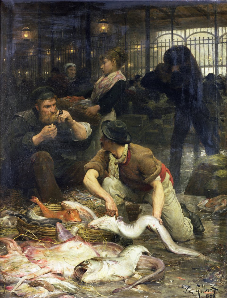 Rybí trh v dopoledních hodinách, 1880 od Victor Gabriel Gilbert