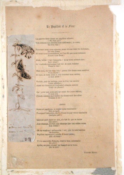 Le Papillon et la Fleur, báseň s ilustrací motýlů z Les Chants du Crepuscule od Victor Hugo